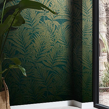 Galerie Wallcoverings Product Code 34007 - Hotel Wallpaper Collection - Green, Gold Colours -  
