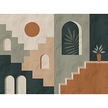 Galerie Wallcoverings Product Code WH45261M - Welcome Home Murals Wallpaper Collection - Blue, Cream, Orange Colours -  